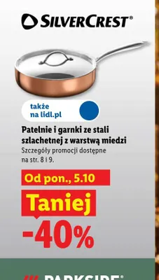 Patelnie i garnki ze stali szlachetnej z warstwą miedzi Silvercrest promocja w Lidl