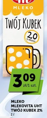 Mleko UHT Mlekovita Twój Kubek 2% promocja w Euro Sklep