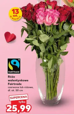 Róże walentynkowe Fairtrade 13 szt. promocja w Kaufland