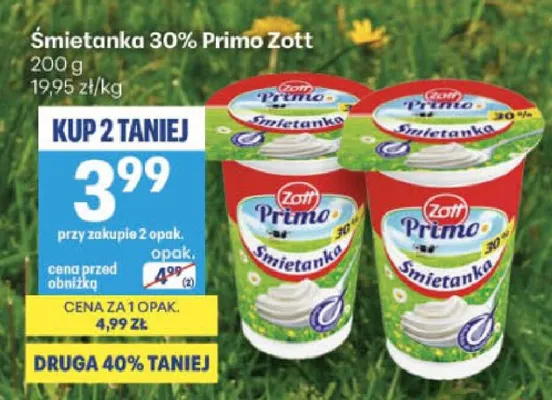 Śmietanka Primo Zott 30% promocja w Delikatesy Centrum