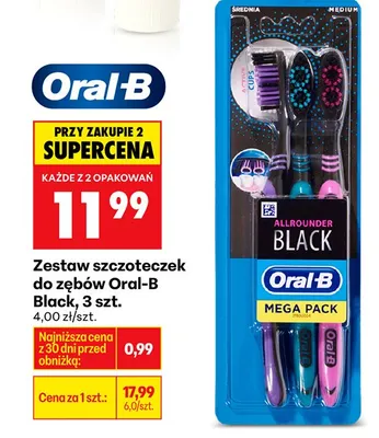 Zestaw szczoteczek do zębów Black 3-pak promocja w Biedronka