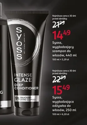 Wygładzająca odżywka do włosów Syoss Intense Glaze Deep Conditioner promocja w Rossmann