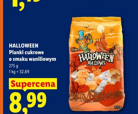 Pianki cukrowe o smaku waniliowym Halloween promocja w Lidl