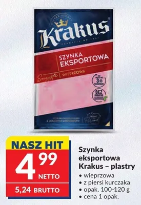 Szynka eksportowa Krakus – plastry wieprzowa promocja w Makro