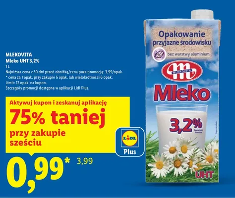Mleko UHT 3,2% promocja w Lidl