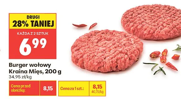 Burger wołowy Kraina Mięs promocja w Biedronka