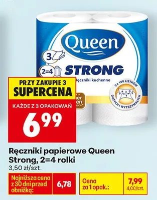Ręczniki papierowe Strong 2-4 rolki promocja w Biedronka