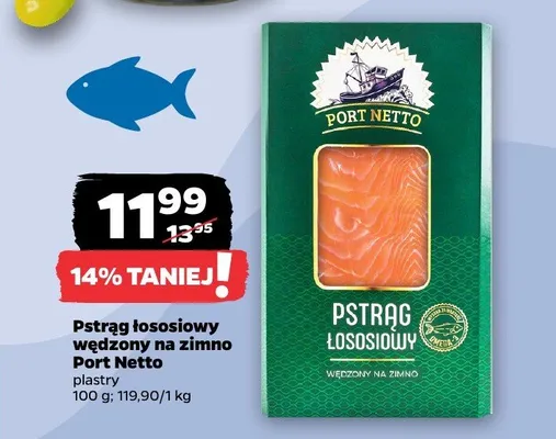 Łosoś wędzony na zimno plastry Fish box promocja w Netto
