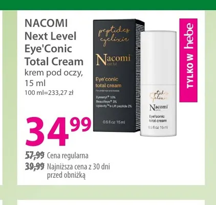 Next Level Eye'Conic Total Cream krem pod oczy Nacomi promocja w Hebe