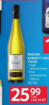 Wino białe Riesling Kabinett Gold promocja w Selgros