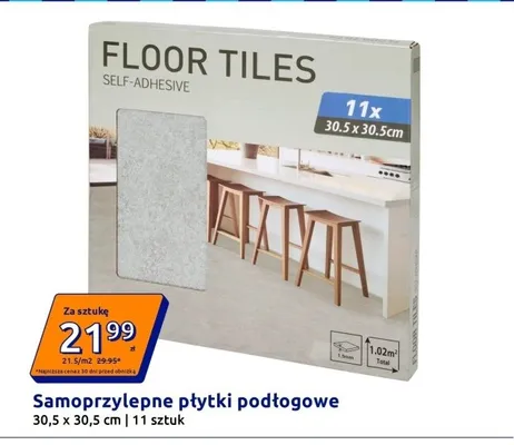 Samoprzylepne płytki podłogowe 11 sztuk 30,5x30,5cm promocja w Action