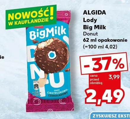 Lody Big Milk Donut ALGIDA promocja w Kaufland