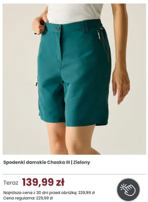 Spodenki damskie Regatta Great Outdoors Chaska III Zielony promocja w Regatta