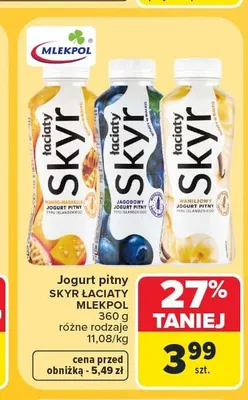 Jogurt pitny Skyr Łaciaty waniliowy promocja w Carrefour