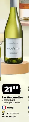 Wino białe Les Amourettes Colombard Sauvignon Blanc półwytrawne francuskie promocja w Netto