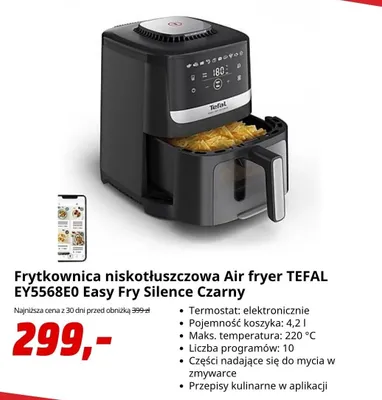 Frytkownica niskotłuszczowa Tefal Easy Fry Silence promocja w Media Markt