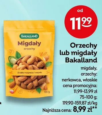 Orzechy lub migdały migdały, orzechy: nerkowca, włoskie promocja w Żabka