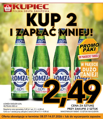 Piwo bezalkoholowe Łomża Radler Jabłko & Mięta promocja w Kupiec