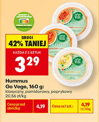 Hummus Go Vege paprykowy promocja w Biedronka