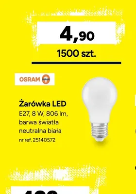 Żarówka LED E27 neutralna biała Osram promocja w Bricoman