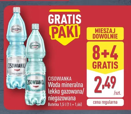 Woda mineralna lekko gazowana Cisowianka promocja w Aldi