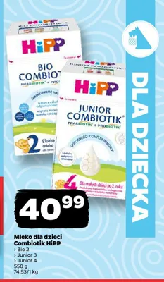 Mleko dla dzieci HiPP Junior Combiotik 4 promocja w Netto