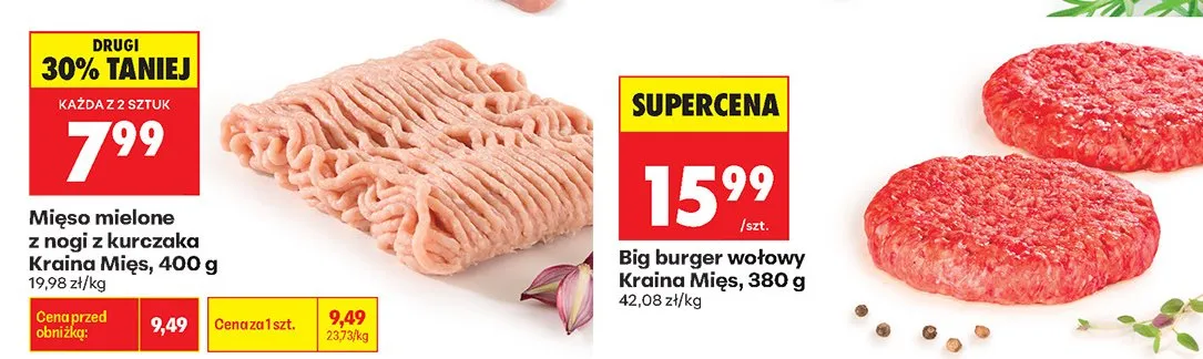 Mięso mielone z nogi z kurczaka Kraina Mięs promocja w Biedronka