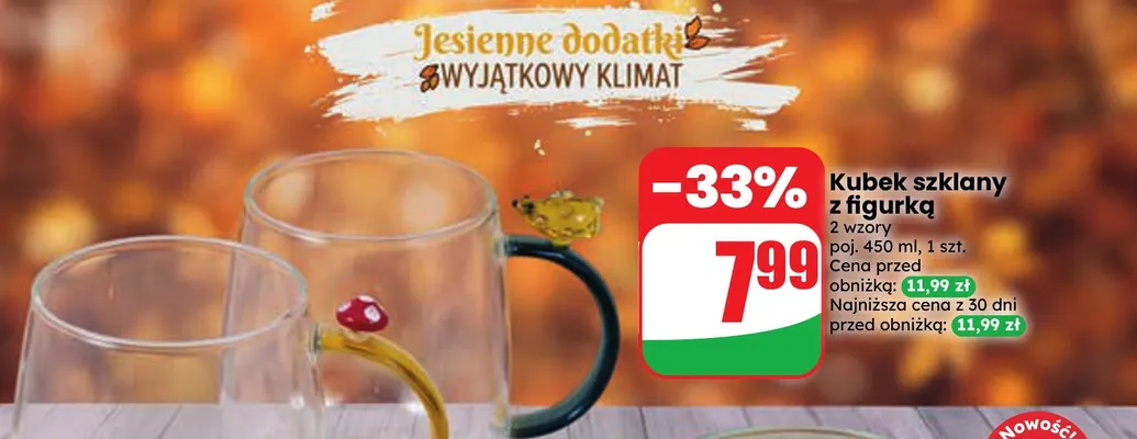 Kubek szklany z figurką 450 ml promocja w Dino