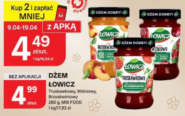 Dżem truskawkowy, wiśniowy, brzoskwiniowy promocja w Chorten