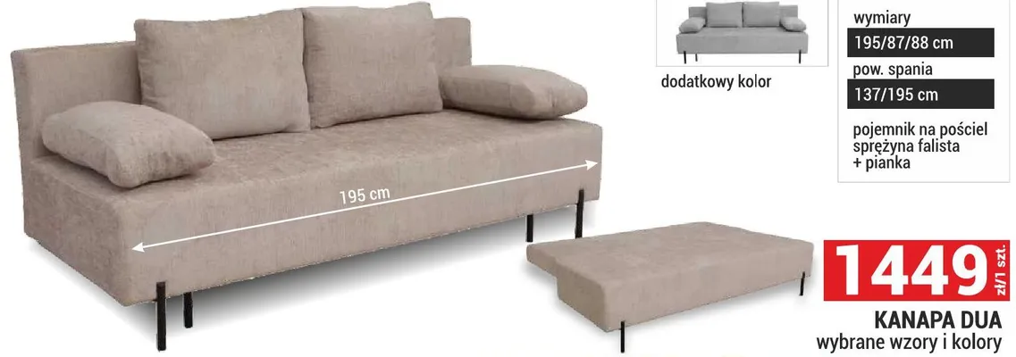 KANAPA DUA wybrane wzory i kolory promocja w Merkury Market