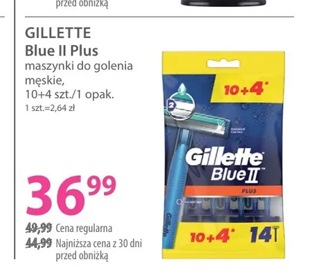 Maszynki do golenia męskie Blue II Plus Gillette promocja w Hebe