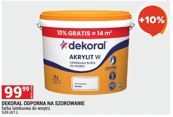 Farba odporna na szorowanie Akrylit W promocja w Merkury Market