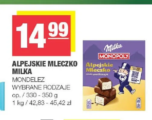 Alpejskie Mleczko Milka Mondelez promocja w SPAR