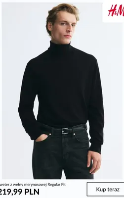 Sweter z wełny merynosowej Regular Fit H & M promocja w H&M