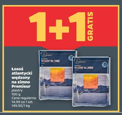 Łosoś atlantycki wędzony na zimno plastry Premieur promocja w Netto