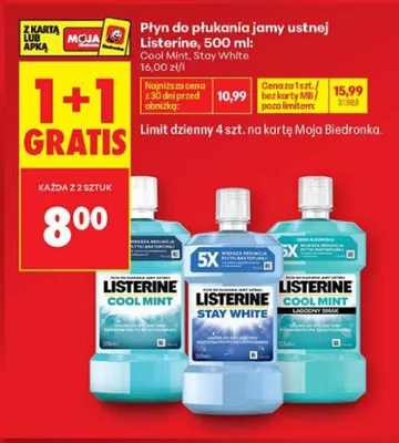 Płyn do płukania jamy ustnej Listerine Cool Mint promocja w Biedronka
