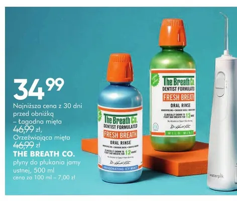 Płyn do płukania jamy ustnej The Breath Co. łagodna mięta promocja w Super-Pharm