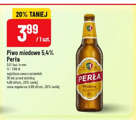 Piwo miodowe 5,4% Perła promocja w POLOmarket