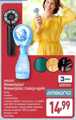 Miniwentylator z funkcją mgiełki AMBIANO promocja w Aldi