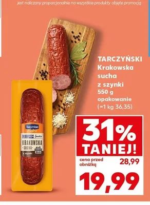 Kiełbasa krakowska sucha z szynki Tarczyński promocja w Kaufland