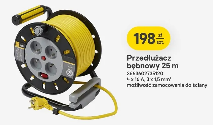 Przedłużacz bębnowy 25m promocja w Castorama