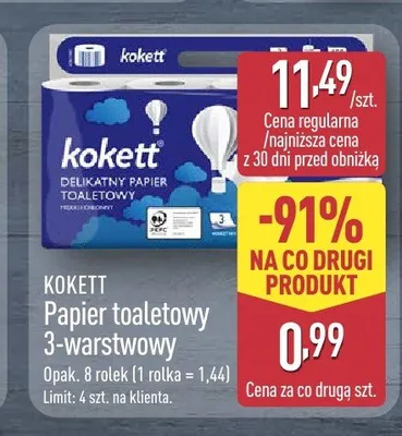 Papier toaletowy 3-warstwowy KOKETT promocja w Aldi