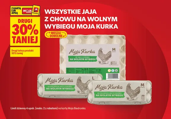 Wszystkie jaja z chowu na wolnym wybiegu DRUGIE -30% promocja w Biedronka