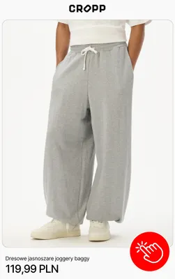 Dresowe jasnoszare joggery baggy Cropp promocja w Cropp