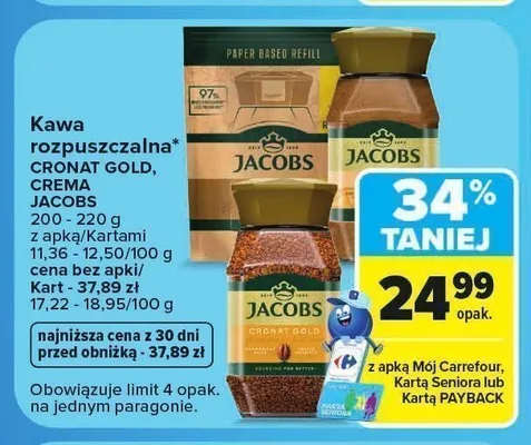 Kawa rozpuszczalna Jacobs Crema promocja w Carrefour Market