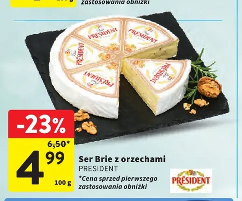 Ser Brie z orzechami Président promocja w Intermarche