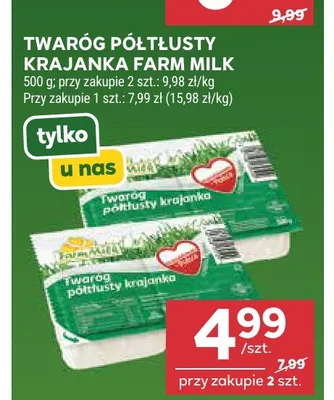 Twaróg półtłusty krajanka Farm Milk promocja w Stokrotka