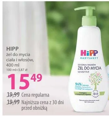 Żel do mycia ciała i włosów Babysanft Sensitive promocja w Hebe