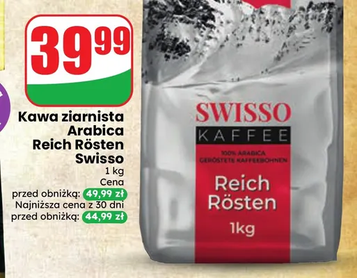 Kawa ziarnista Arabica Reich Rösten Swisso promocja w Dino
