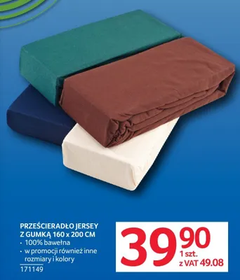 Prześcieradło jersey z gumką 160 x 200 cm promocja w Selgros